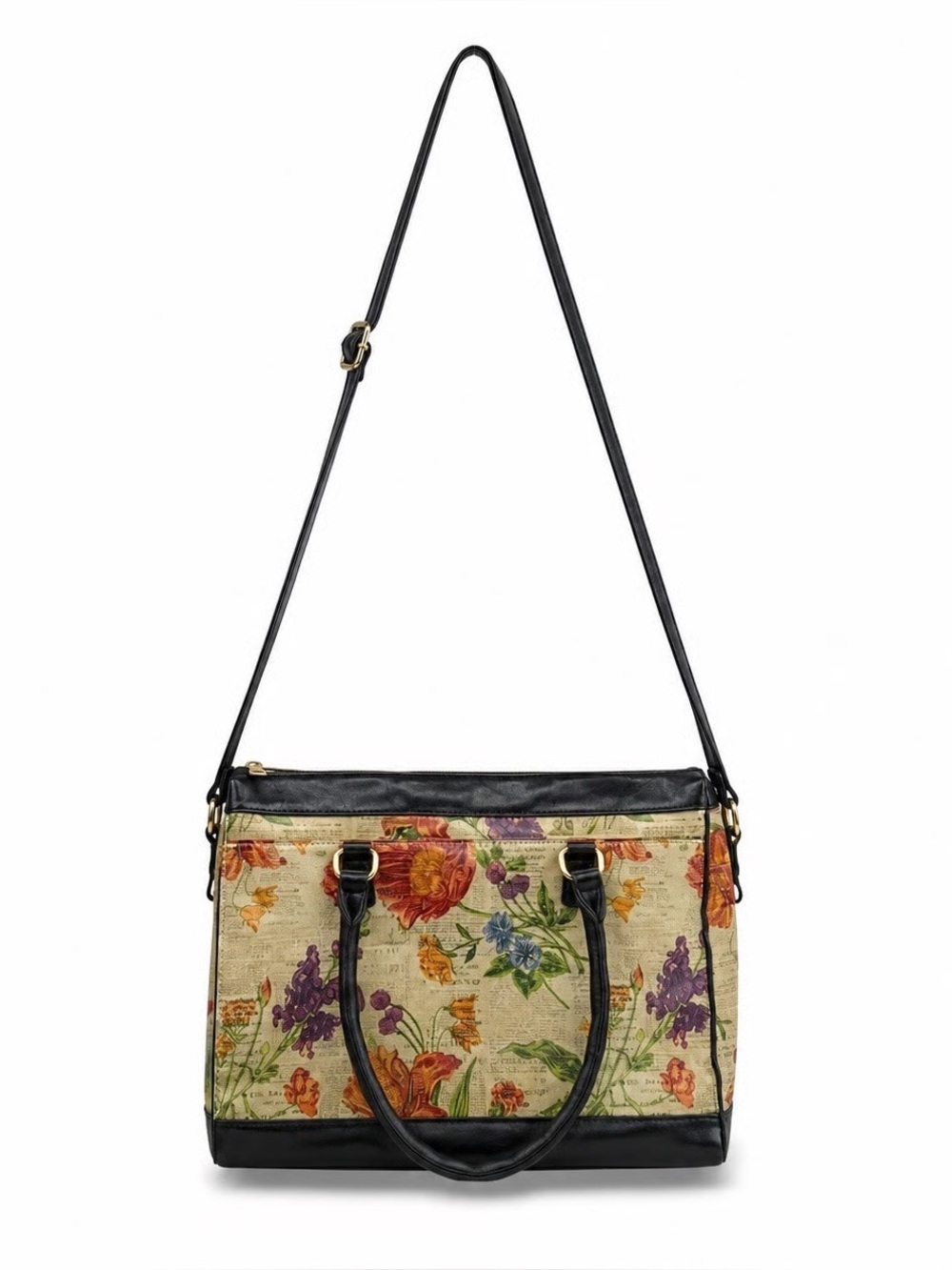 Patricia Nash Josselin Leather Satchel Purse- Parisian Newspaper